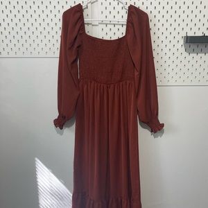 Long Terra Cotta Bridesmaid Dress